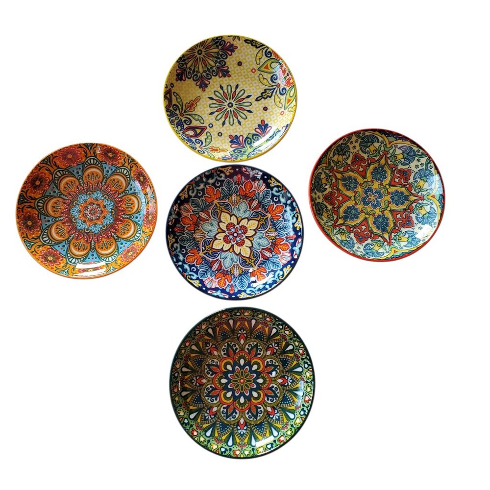 Beautiful Colorful Vibrant Artsy Boeheim Dessert Bowl Plate Set of‎ 5